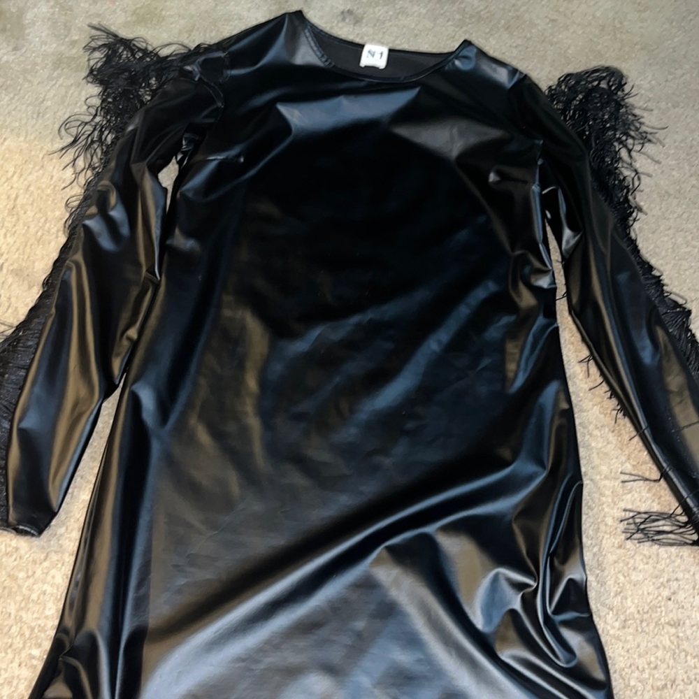 COPY - leather fringe dress size large excellent condition bodycon fit